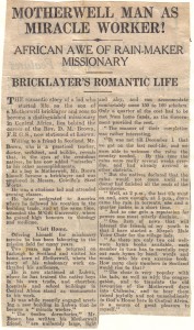 News cutting about a Motherwell man - the "Rainmaker"