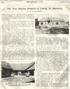 News cutting about Lubwa hospital in the Scottish Nurse Magazine - part 1
